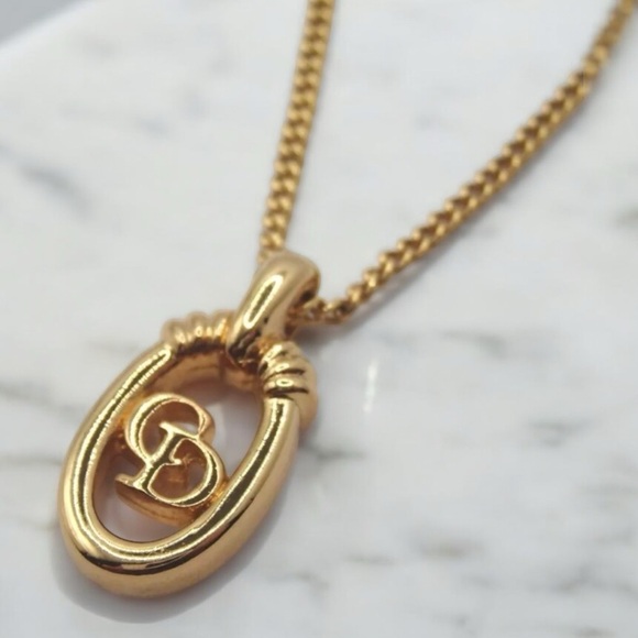 DIOR CD Logo Gold Vintage Necklace- Germany 😍🔥❤️